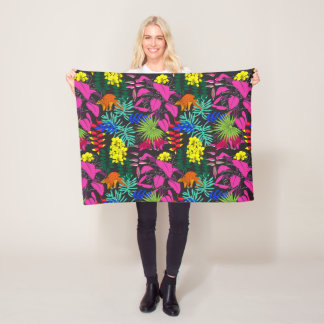 Färgad Tropical Löv Flowers Patternated Fleecefilt