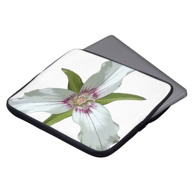 Färgad utskrift av Trillium Vår Wildblomsfet Laptop Fodral (Framsida topp)