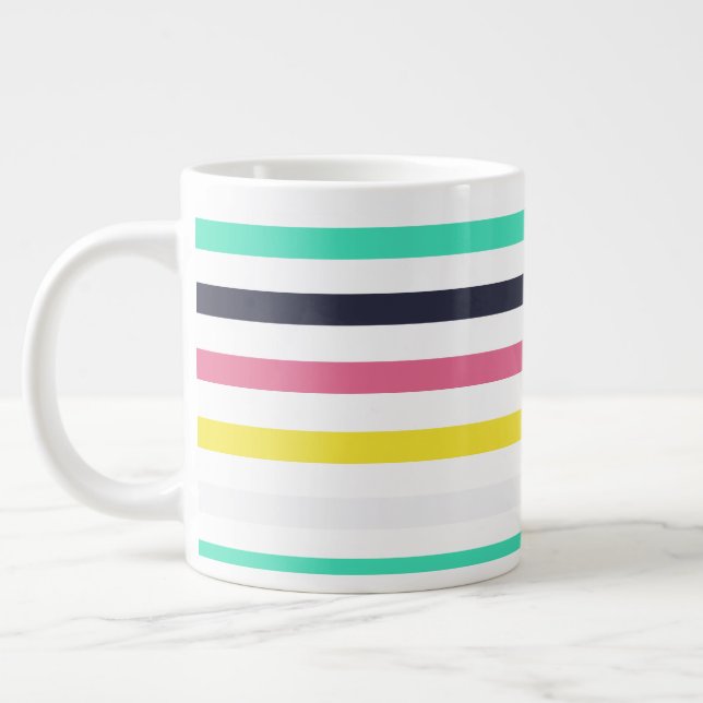 Färgad Vågrät Rand Jumbo Mugg (Vänster)