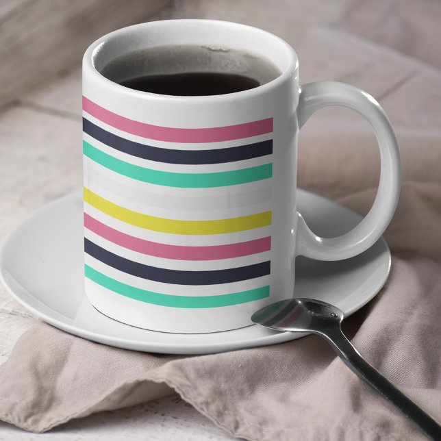 Färgad Vågrät Rand Kaffemugg (Colored Horizontal Stripes Coffee Mug)
