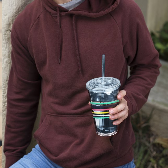 Färgad Vågrät Rand Take Away Mugg (Colored Horizontal Stripes Acrylic Tumbler)