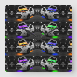 Färgad Van Fyrkantig Klocka