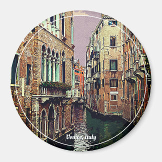 Färgad Venedig-kanalen med hus i vatten. Italien. Magnet