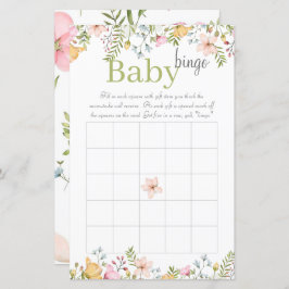Färgad vildblomma Blommig Baby Shower Bingo Spel