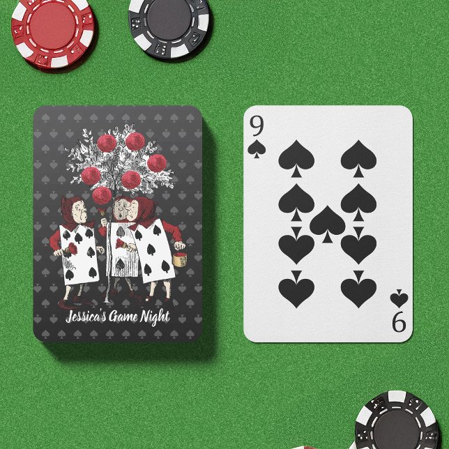 Färgad Vintage Illustration Alice-kort Casinokort (Featuring the loyal card wearing henchmen for the Queen Of Hearts in tribute to Alice in Wonderland )