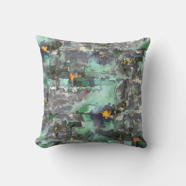 Färgad virtuellare sten, grått till mint grönt har kudde (Framsida)