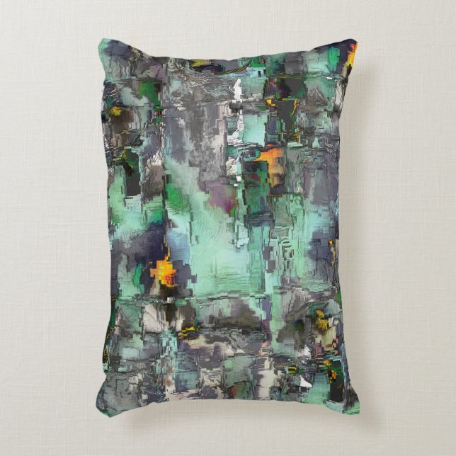 Färgad virtuellare sten, grått till mint grönt har prydnadskudde (Framsidan(Vertikal))