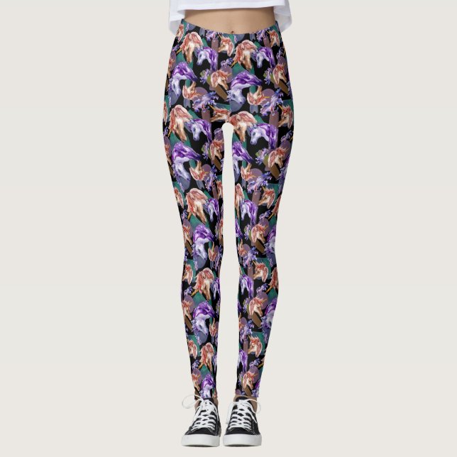 Färgad Watercolor Unicorn Women's Leggings (Framsida)