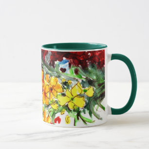 Färgad Watercolor Wallblommor Mugg