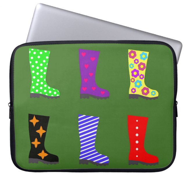 Färgad Wellies Laptop Sleeve (Framsidan)