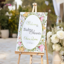 Färgad Wildblommes Blommigt Baby Shower