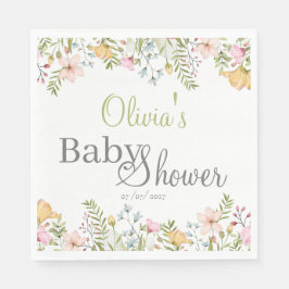 Färgad Wildblommes Blommigt Baby Shower Pappersservett