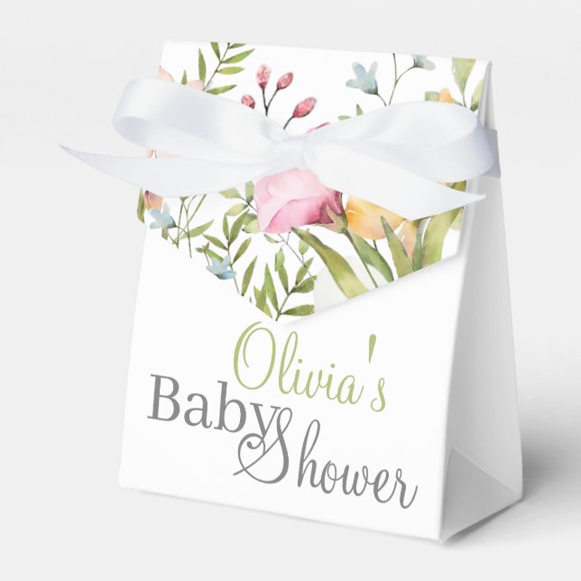 Färgad Wildblommes Blommigt Baby Shower Presentaskar (Framsidan Sidan)