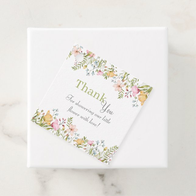 Färgad Wildbloms Blommigt Baby Shower Tack Gåvor Etiketter (På plats)