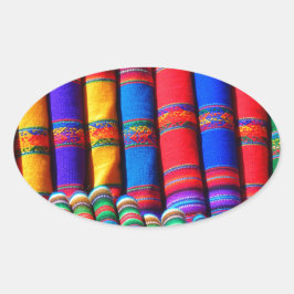 Färgad Woven Trasa Ovalt Klistermärke