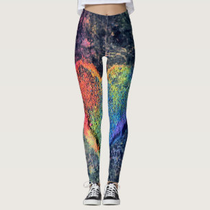 Färgade allt-över-tryck-färgbilder för hjärta leggings
