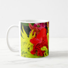 färgade blommor kaffemugg
