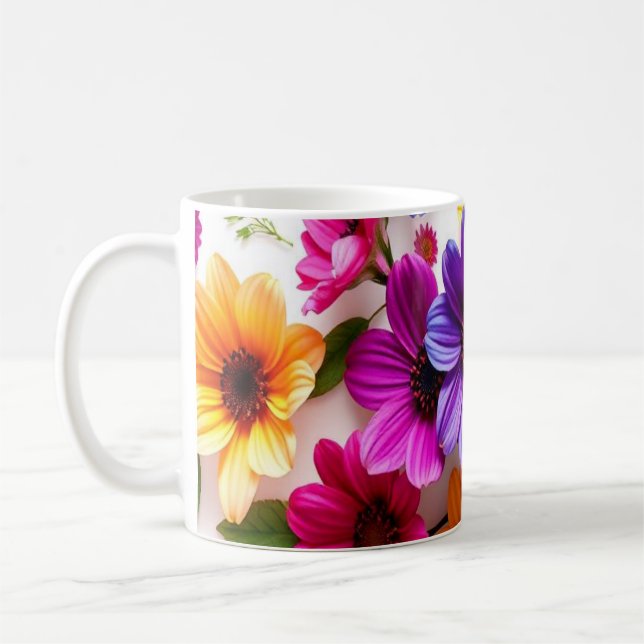 färgade blommor kaffemugg (Vänster)