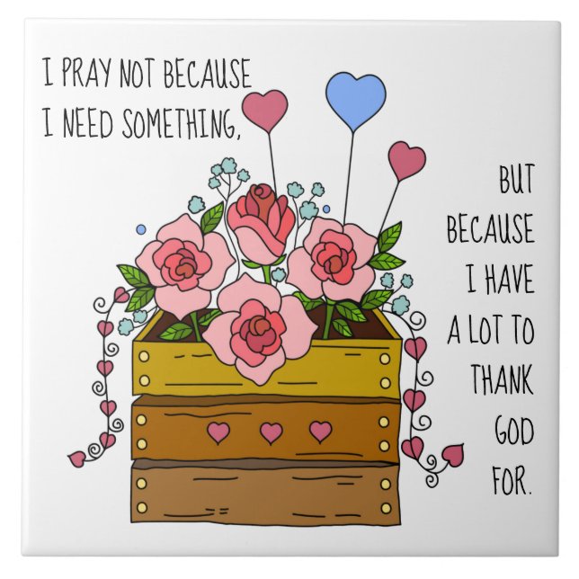 Färgade blommor, med Prayerful Tack Kakelplatta (Framsidan)
