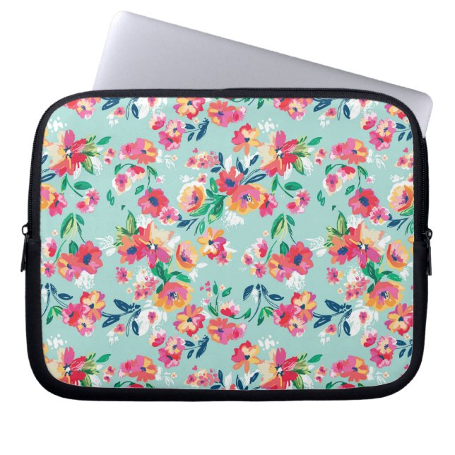 Färgade blommor Mönster Laptop Fodral (Framsidan)