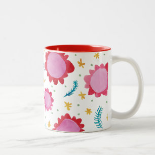 Färgade Blommor röda tvåton Mugg