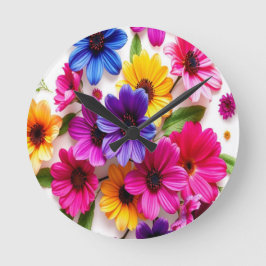 färgade blommor rund klocka