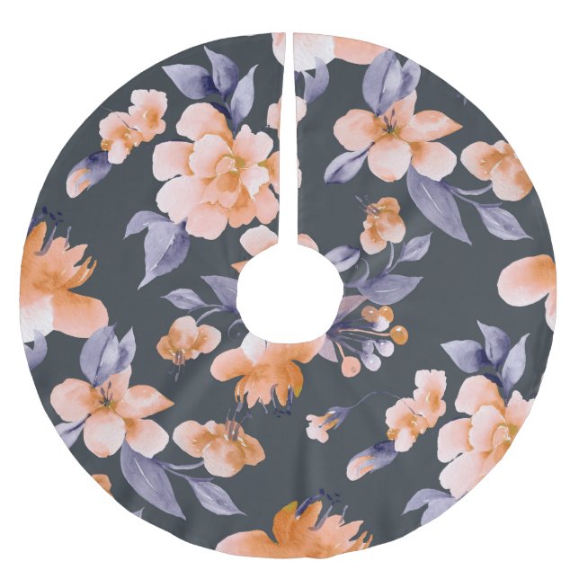 Färgade blommor Sömlös bakgrund Julgransmatta Borstad Polyester (Framsidan)
