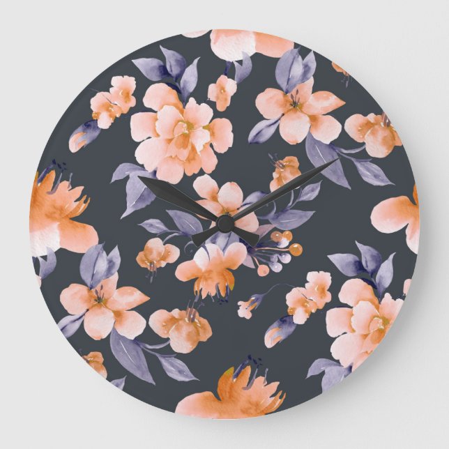 Färgade blommor Sömlös bakgrund Stor Klocka (Framsida)