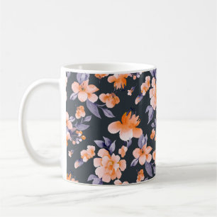 Färgade blommor, sömlös bakgrundsillustration kaffemugg