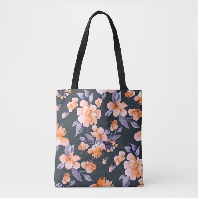 Färgade blommor, sömlös bakgrundsillustration tygkasse (Framsida)