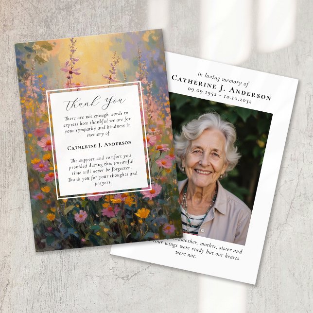 Färgade blommor Sympathy Photo Funeral Tack Kort (Skapare uppladdad)