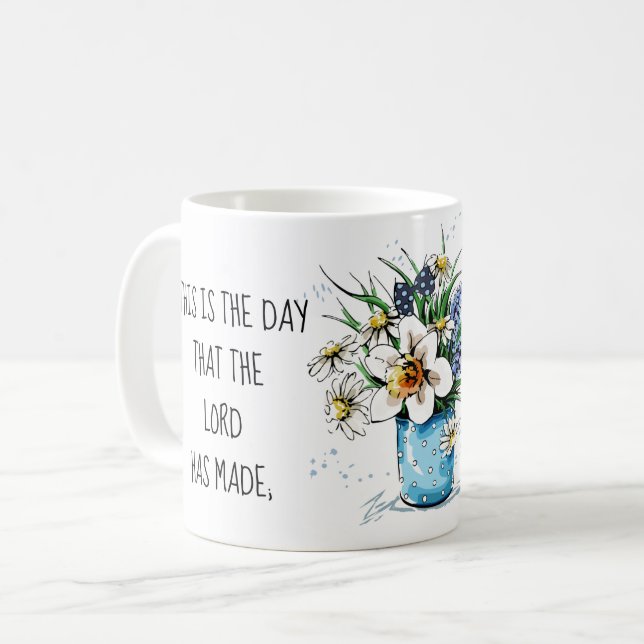 Färgade blommor, vända från Psalm 118:24 Kaffemugg (Framsida vänster)