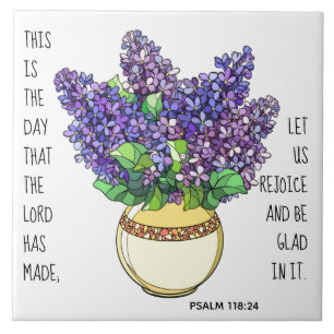 Färgade blommor, vända från Psalm 118:24 Kakelplatta