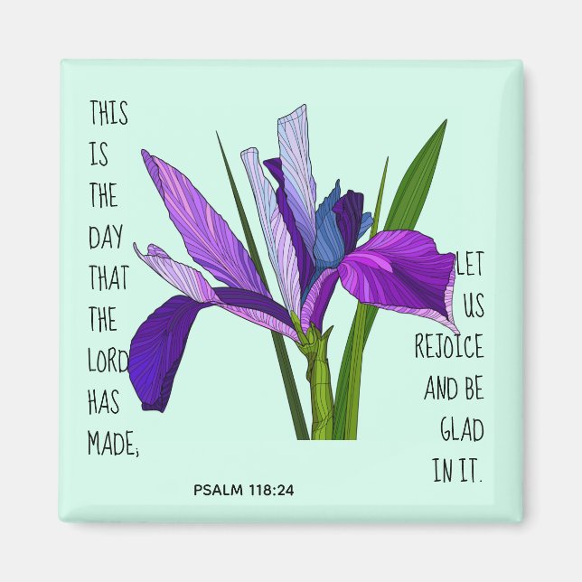Färgade blommor, vända från Psalm 118:24 Magnet (Framsidan)