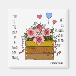 Färgade blommor, vända från Psalm 118:24 Magnet