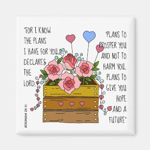 Färgade blommor, versa från Jeremiah 29:11 Magnet