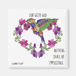 Färgade blommor, vikta från Luke 1:37 Magnet