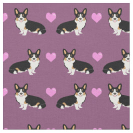 färgade Corgi kärlek lila-hjärtan Tyg