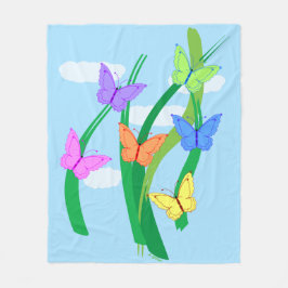 Färgade fjärilar och himmel fleecefilt