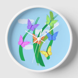 Färgade fjärilar och himmel  fyrkantig klocka