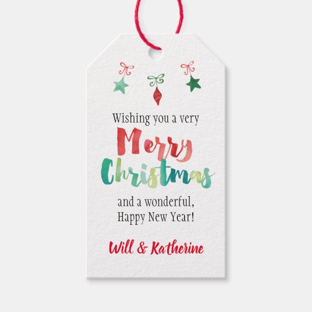 Färgade God jul-prydnadsföremål Presentetikett (Framsidan)