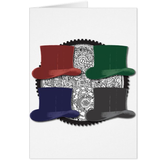 färgade hattar för steampunk 4 hälsningskort (Framsidan)