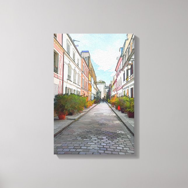 Färgade hus i Rue Cremieux - Paris Canvastryck (Framsida)