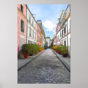 Färgade hus i Rue Cremieux - Paris Poster
