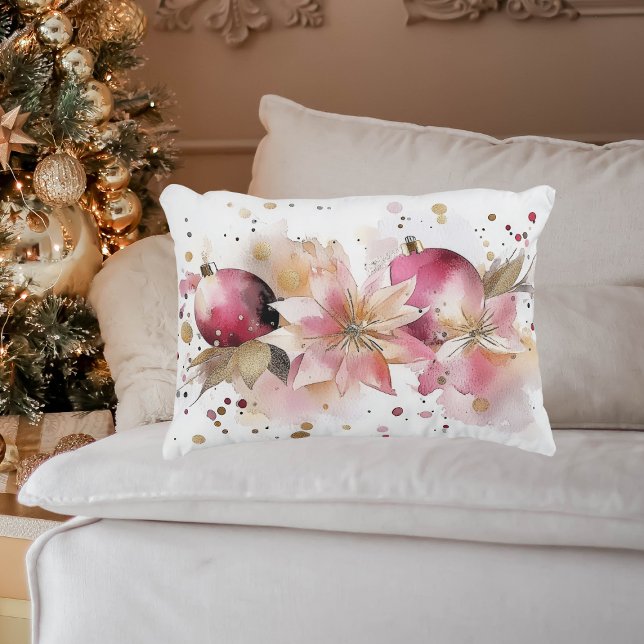 färgade julbalsamar med poinsettia prydnadskudde (Skapare uppladdad)