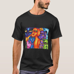 färgade katter och hundar abstrakt originalkonst t shirt