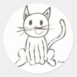 Färgade Kattunge-rund-stift - uppsättning med 20 Runt Klistermärke