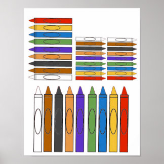 Färgade kritor Clip Art  Poster