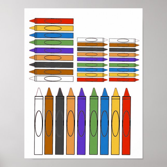 Färgade kritor Clip Art  Poster (Framsidan)