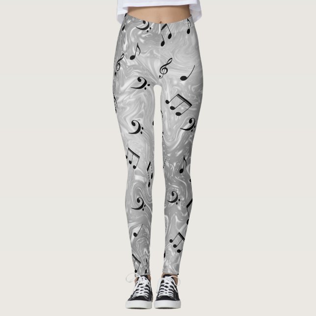 färgade leggings eleganta noter mönster blank tren (Framsida)